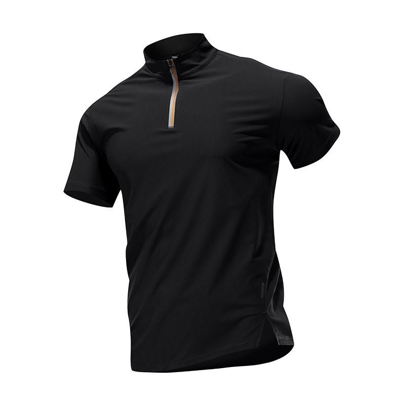 Men s Chinese Team Ice Silk Half-Zip Quick-Dry Stand Collar Sports T-Shirt XL
