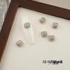 Luxurious Zircon Four-Leaf Clover Nail Art: White K Gold Heart Accessories