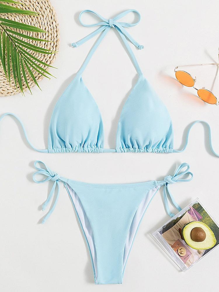 Women's European & American Push-Up Bikini Set: Sexy Drawstring Tie-Up Design