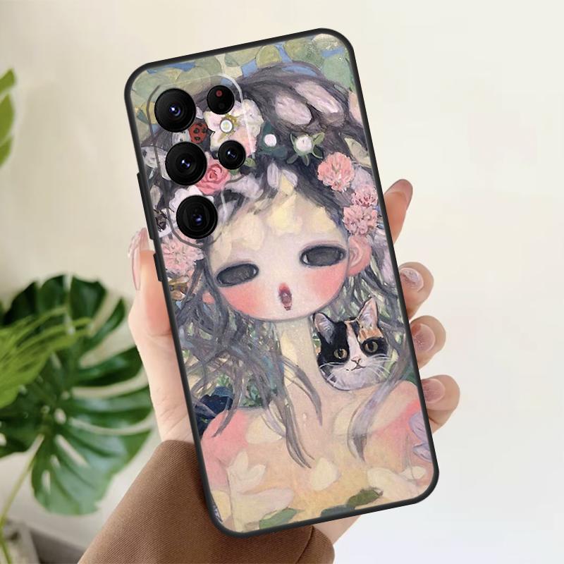 Cartoon Aesthetic Aya Takano Soft Case For Samsung Galaxy S25 S24 S23 S22 S21 Ultra S9 S10 Plus S23 FE S24 FE Phone Cover