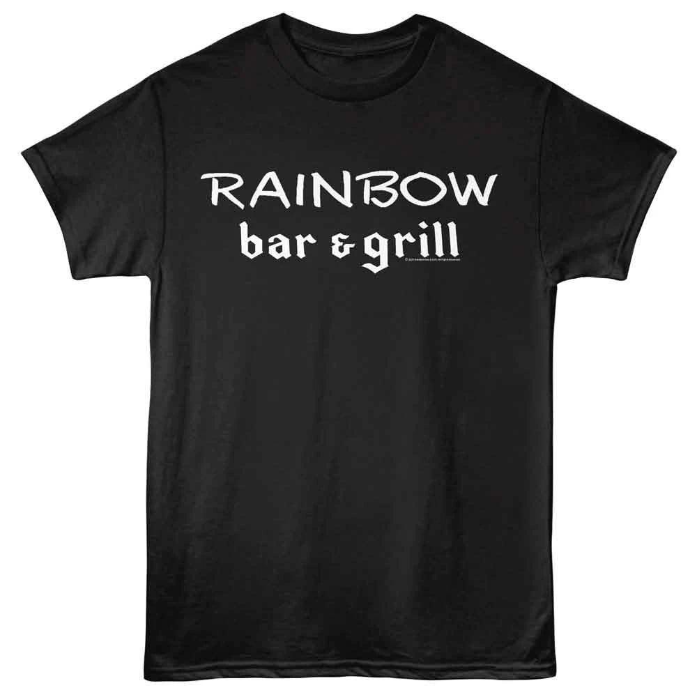 

Rainbow Bar And Grill - Логотип - Принт спереди Взрослая однотонная футболка - Черная L