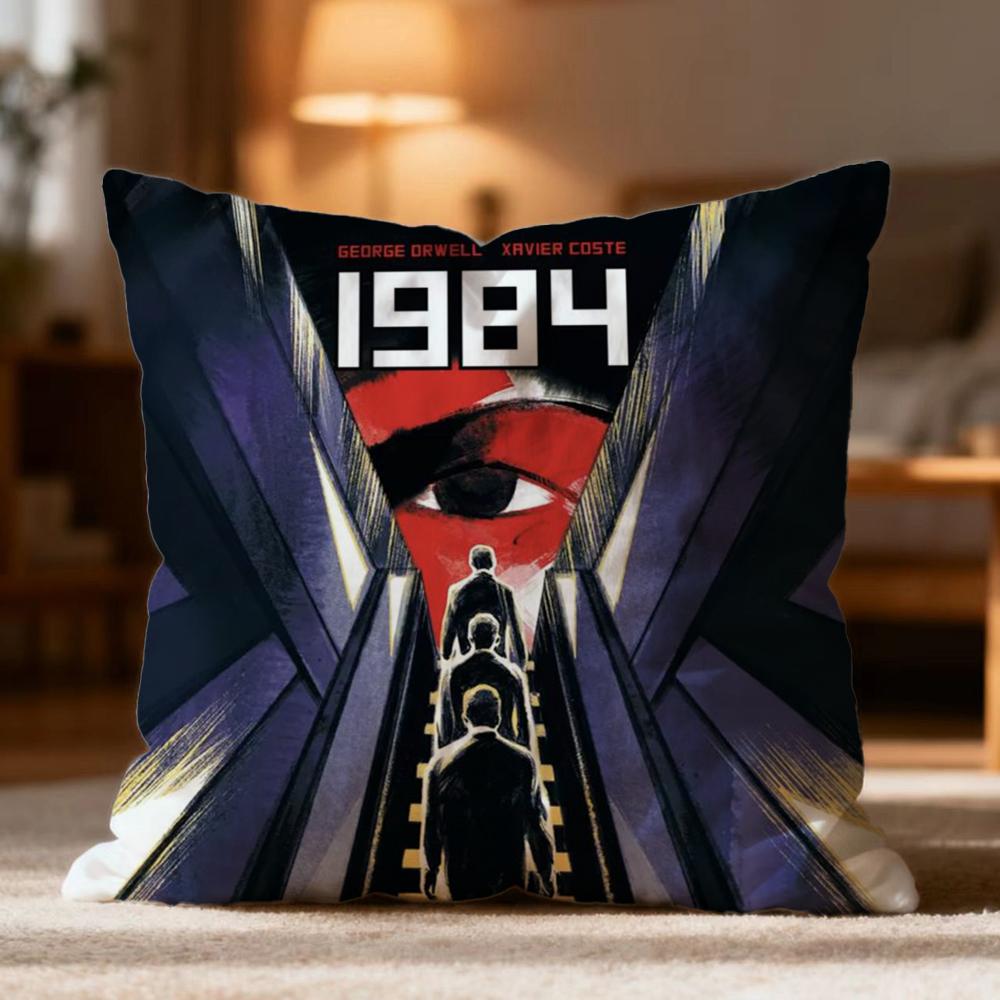 Hot N-NNineteen Eighty-Four Cushion Cover Soft Washable Pillow Case Multi-Scene for Couch Bed Travel Office Use
