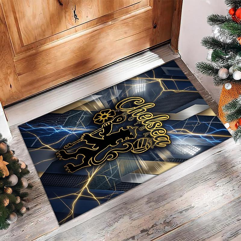 Chelsea FC Printed Flannel Area Rug Non Slip Soft Polyester Floor Carpet Indoor Decor Mat for Bedroom Living Room Sofa Game Room Home Decoration
