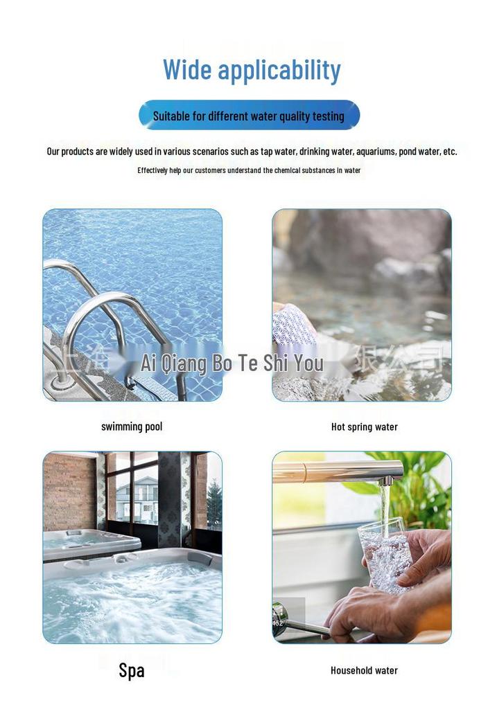 Cross-Border 6-in-1 Water Test Strips: pH, Total Hardness, Chlorine & Alkalinity