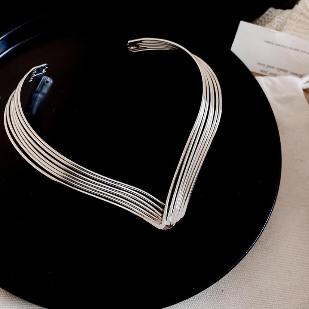 Metal Opening Metallic Multi-Layer Line Necklace Women's Fashion Choker  Holiday Gifting