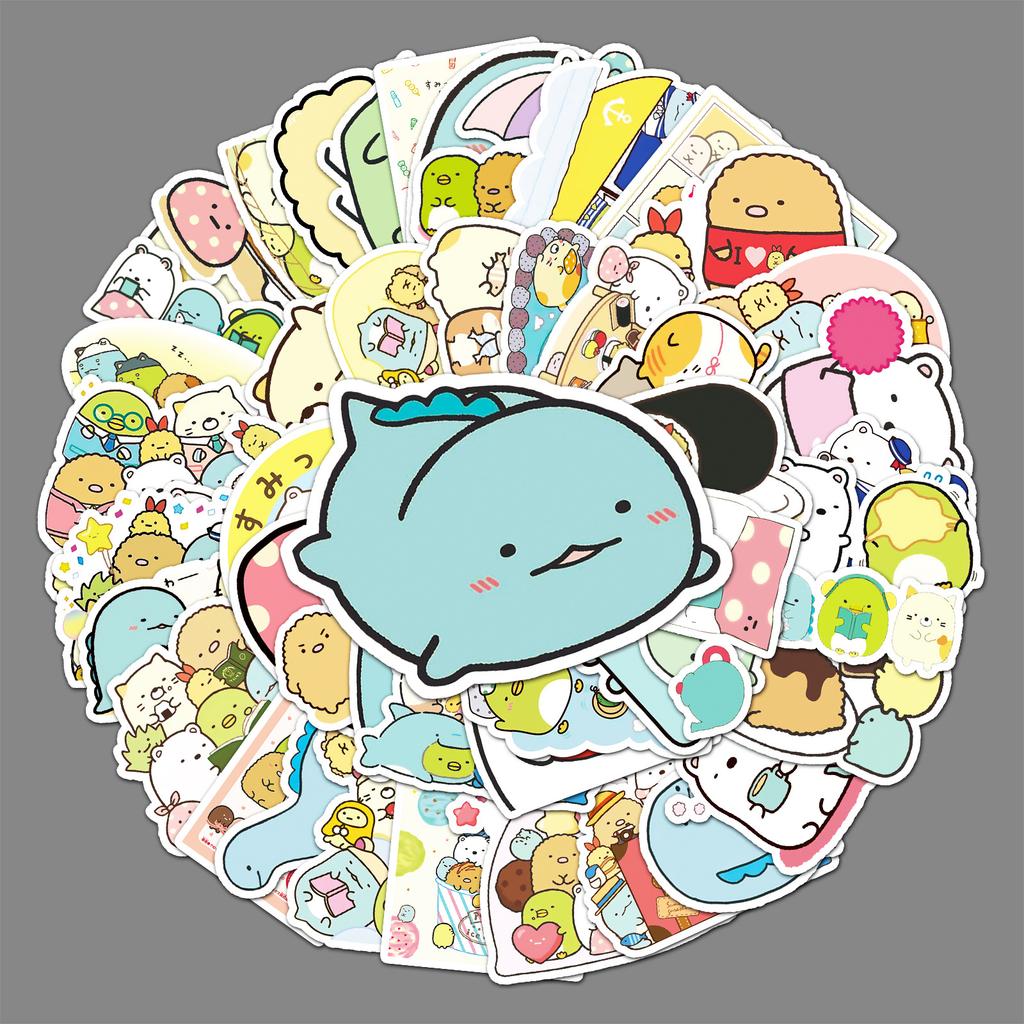 50 Pictures of Cute Creatures In The Corners and Doodle Personalized Cartoon Hand Note Gu Card DIY Skateboard Suitcase Stickers