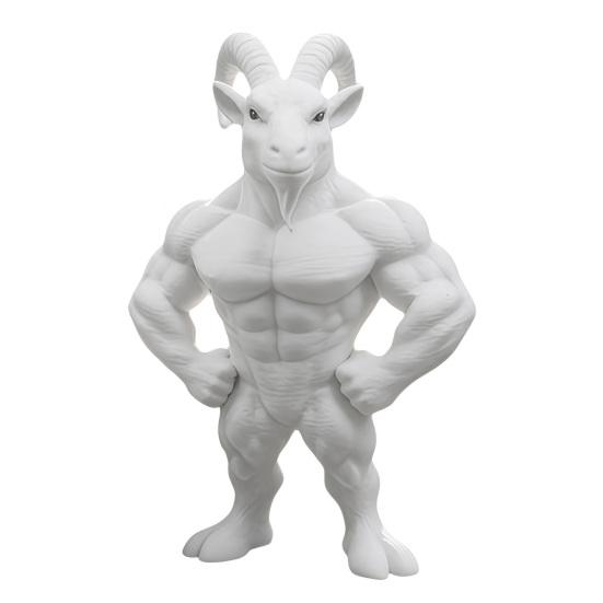 Light Luxury Desk Ornament 3D Printed Muscular Goat Figurine, Animal Sculpture Decor for Artistic Home Office Shelf, Fun Gift Gym Goers Lovers Statue