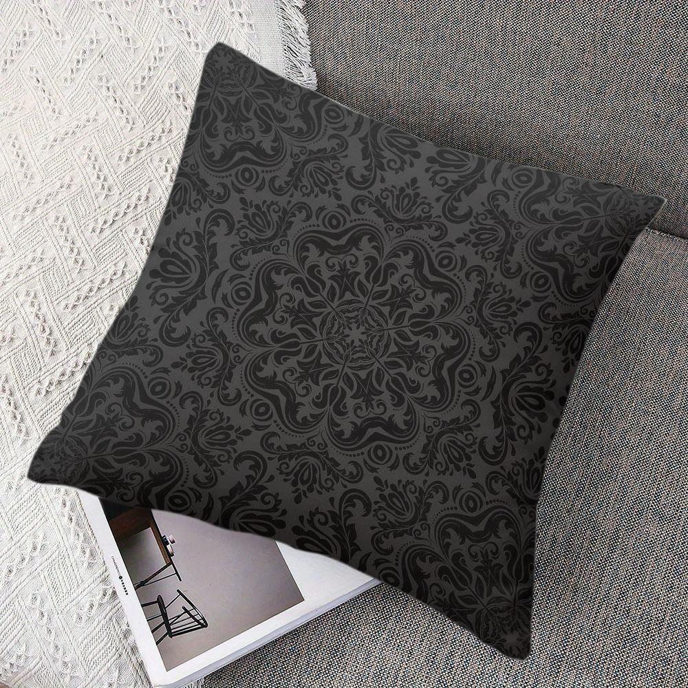 Black Damask square Jacquard Pillow Cover for Sofa Office Waist Cushion Cover Home Decorative Pillowcase