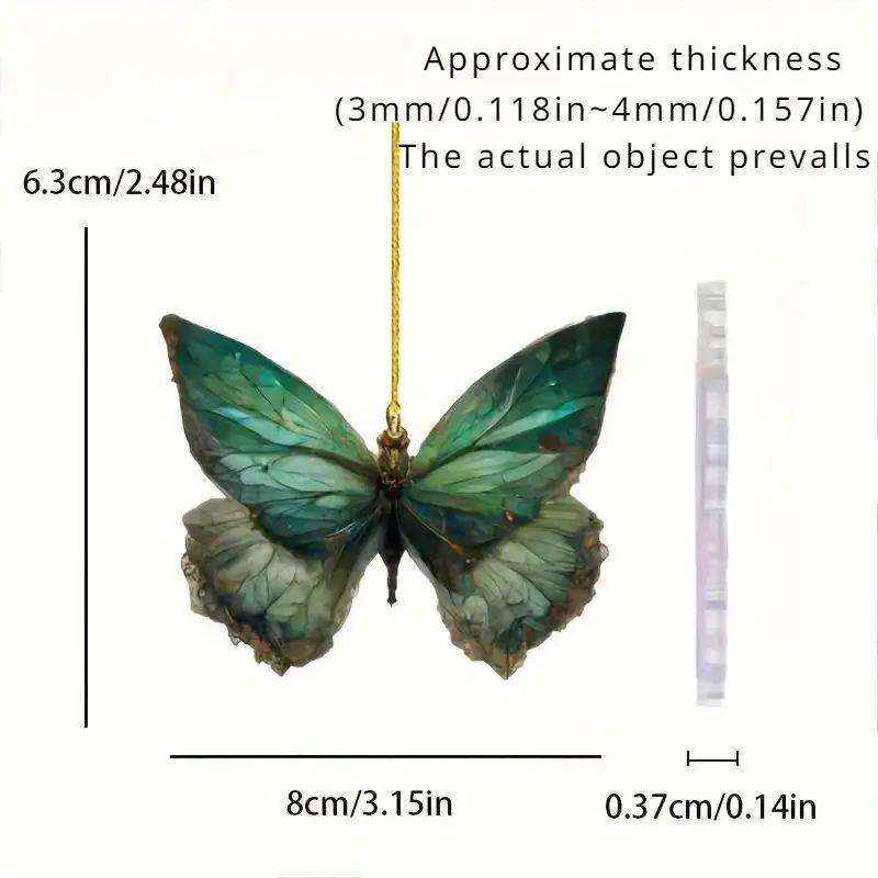 

Acrylic Green Butterfly Car Pendant: Rearview Mirror Hanging Ornament & Backpack Charm Standard