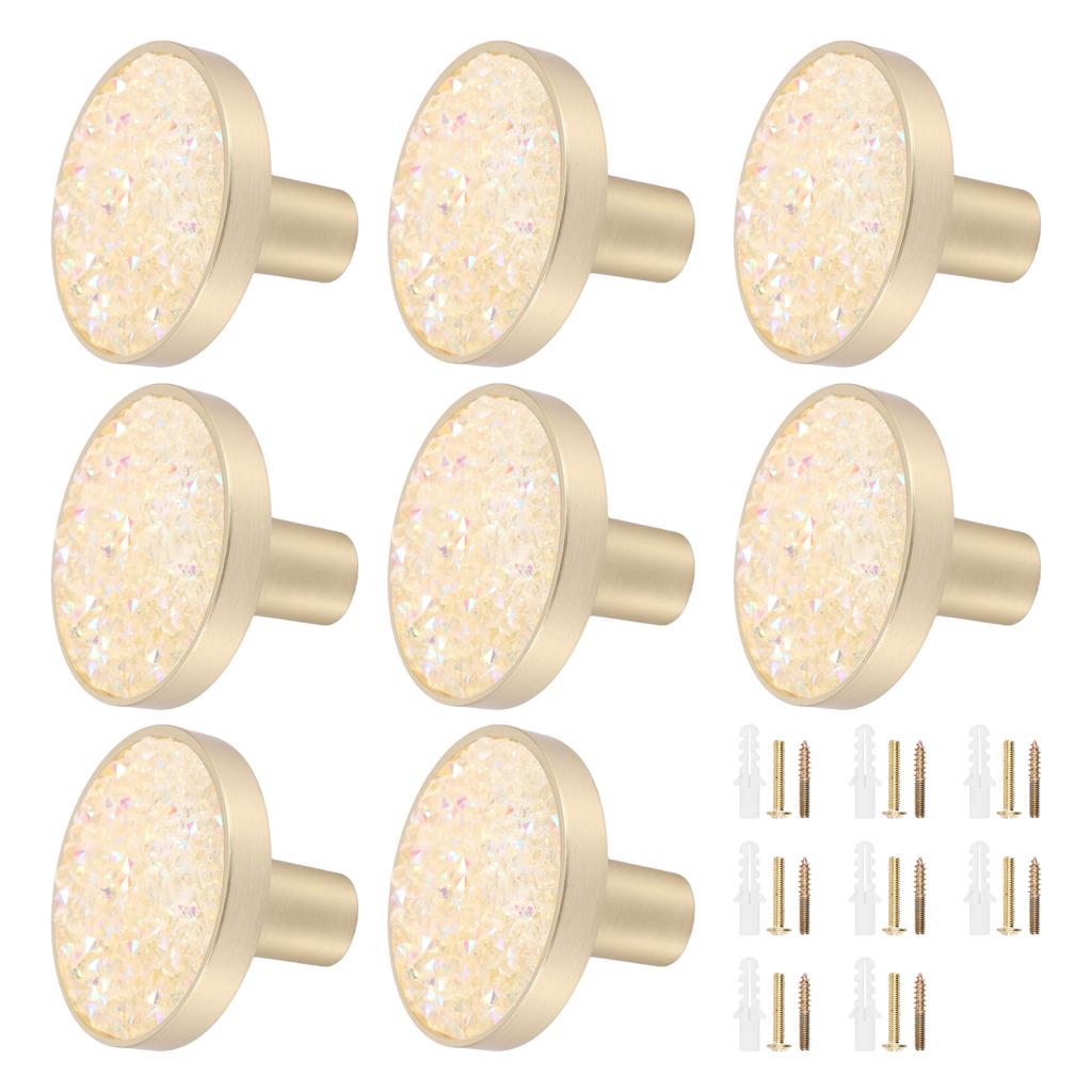 8Pcs Round Door Knobs Single Hole Handle Zinc Alloy Cabinet Knobs Cupboard Door Handles with Screws for Drawer, Wardrobe
