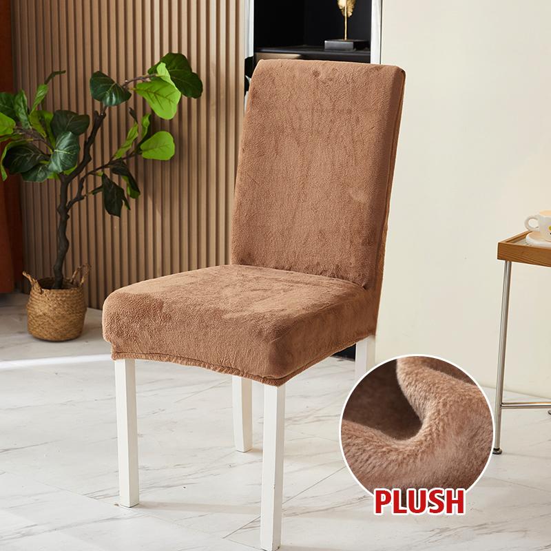 Thick Plush Chair Cover Elastic Stretch Chair Slipcover Seat Covers for Kitchen Dining Room Wedding Banquet Hotel Home Removable
