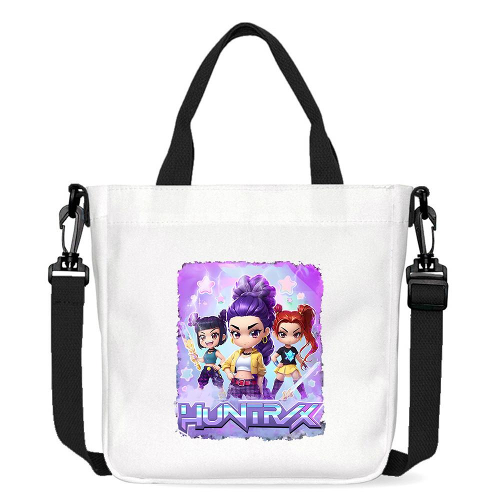 Kids Girls Kpop Hunters Derpy Rumi Zoey Mira Printed Student Lightweight Crossbody Bag Casual Canvas Shoulder Bags