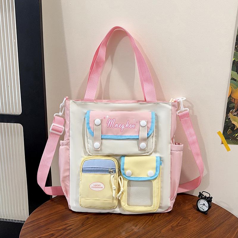 College Style Female College Student Large-capacity Contrasting Color Computer Travel Bag Lightweight Shoulder Messenger Bag Leisure Bag