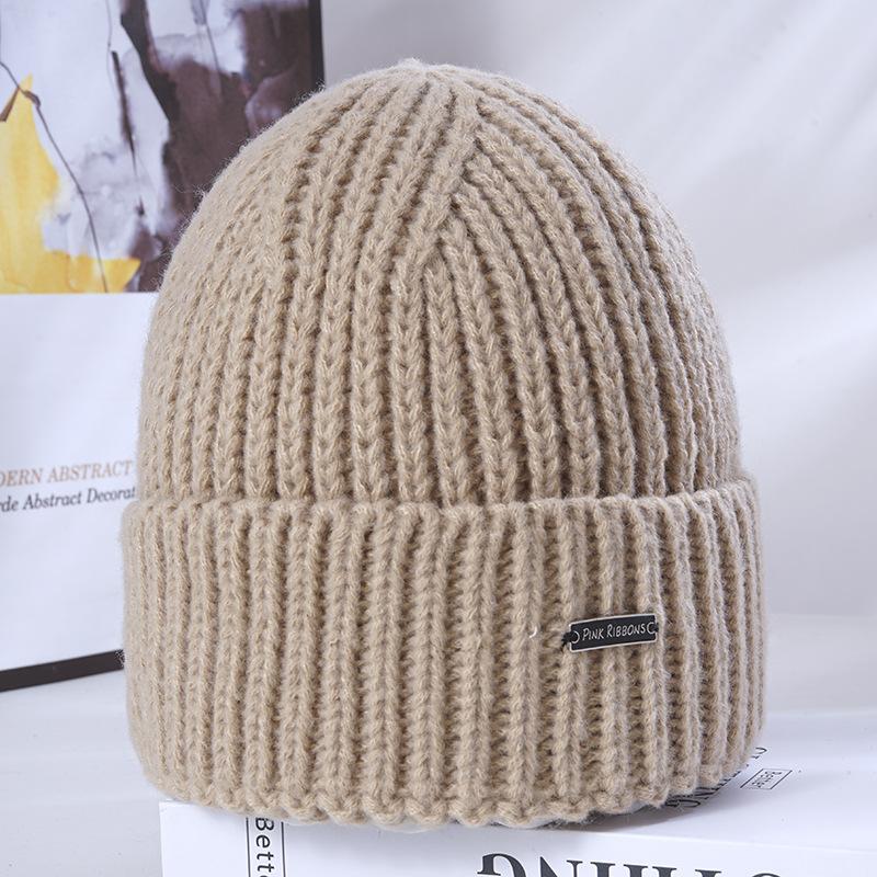 Women's Winter Warm Knitted Hat Korean Style Versatile Big Head Circumference Showing Face Small Windproof Ear Protection Wool Hat
