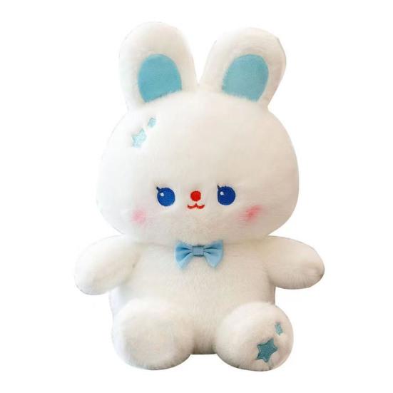 Kreslená plyšová hračka Roztomilý zajíček/medvěd Plyšáci Nosit mini mašli Měkký plyšový polštářek s plyšovým zvířátkem Ornament Děti Společenská panenka Hračka k narozeninám