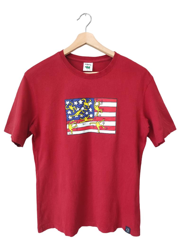Vintage Keith Haring POP SHOP haring USA flag vintage haring pop art scene graphic red Large size