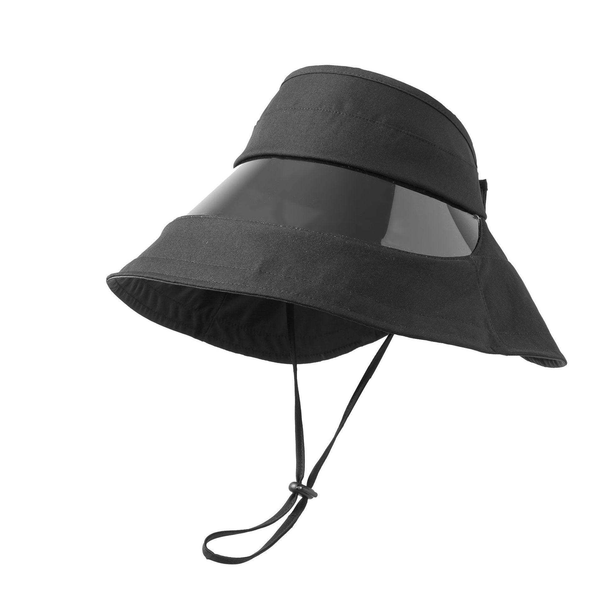 

Extra-large brim open-top sun hat for women, summer outdoor UV protection cycling face mask, full-face sun protection hat Free size чёрный