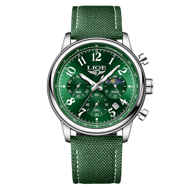 Stylish Mens New Watch Lige Casual Leather Quartz Watch Automatic Calendar Luminous Waterproof Watch