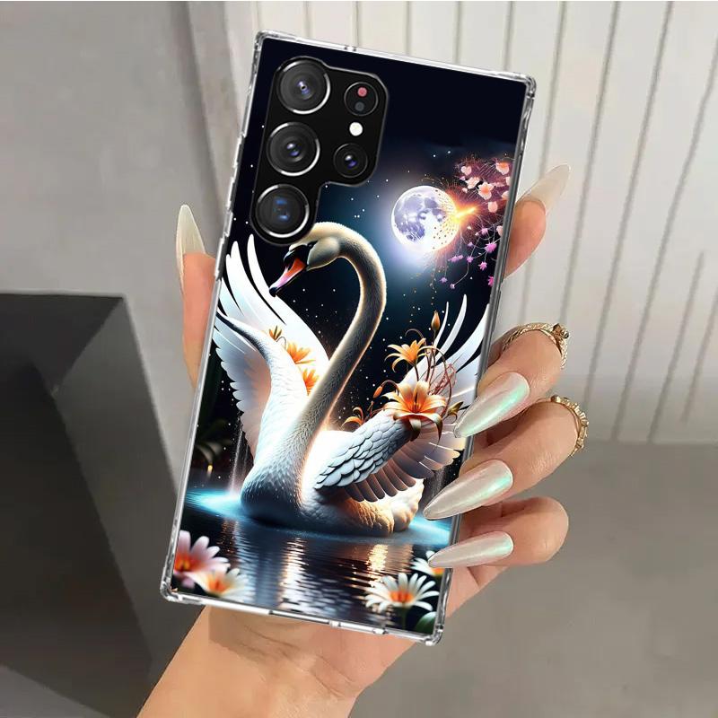 White Swan Grace Art Phone Case for Samsung Galaxy S26 S24 S23 Ultra S25 Edge S22 S21 Plus S20 FE + Soft Print Shell Funda Galax