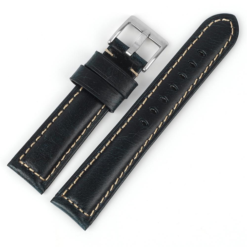 

Retro Crazy Horse Leather Watch Strap 18mm 20mm 22mm 24mm Black Green Coffee Gradient Color Watchband Bracelet Watch Accessories 24mm темно-синього кольору