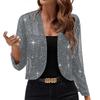 Bolero de Malla para Mujer con Mangas 3/4 Abierto por Delante Lentejuelas Cardigan Corto Brillante Chaqueta Chal para Fiesta de Cóctel Abrigos Cortos azul mar XXL Novedad