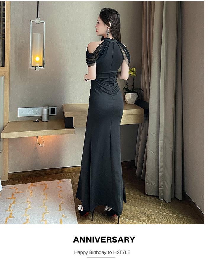 Elegant Slimming Evening Dress for Nightclub Massage Technicians