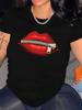 Newest Popular Style with Printed Red Lips Print  Women'S T-Shirt Fashion Harajuku Kawaii T-shirt Women's Y2 K Casual Clothing