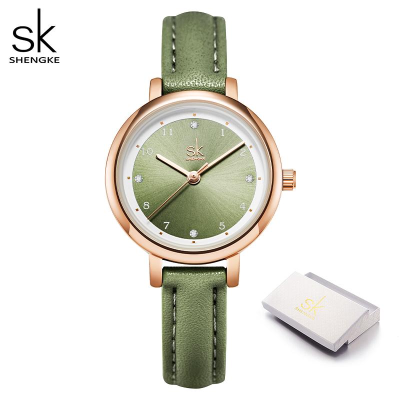 

SHENGKE Повседневные женские часы, лучшие брендовые женские часы, женские кварцевые наручные часы, лучшие подарки, часы для жены, семьи, друга зелёный