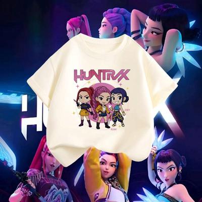 2025 Summer Kpop Demon Hunters T Shirt Kids Cartoon Anime Meme Print Clothes Round Neck Basic Boys Tops Casual Shirts Gift