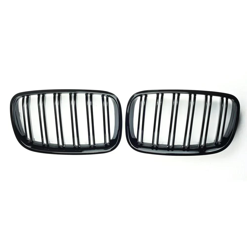 A Pair Gloss Black M Color Double Slat Kidney Grille Front Bumper Grill For BMW E70 E71 E72 X5 X6 2007-2014 Racing Grills
