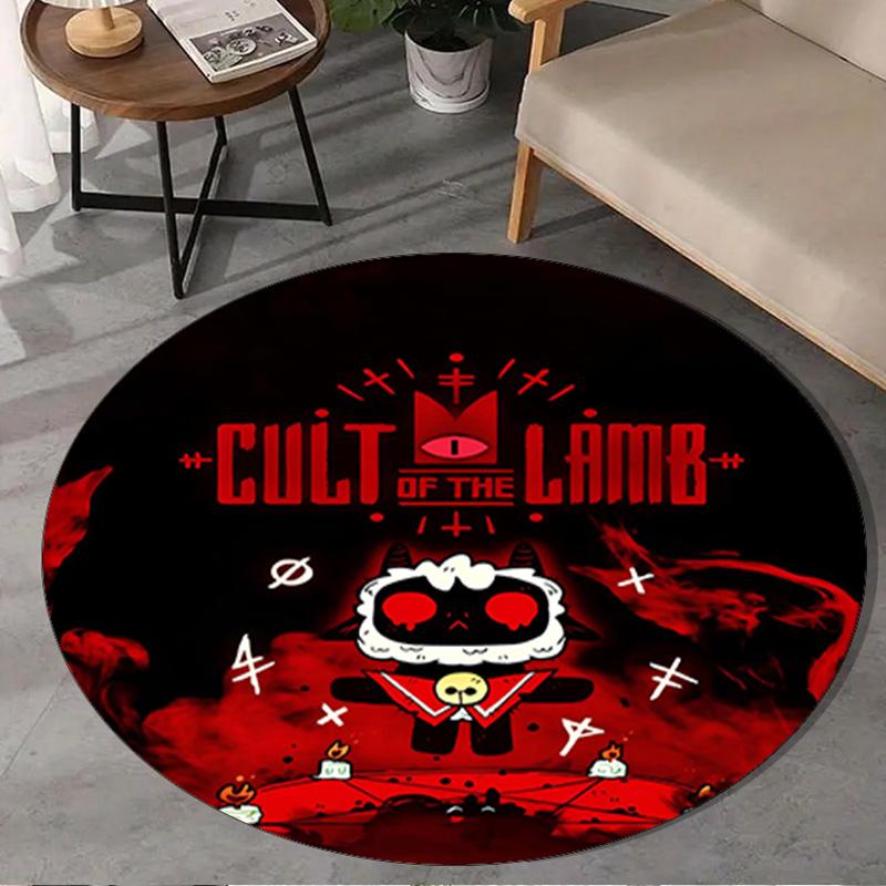 Kult Lamm Spiel Fantasy Runder Teppich für Wohnzimmer, Schlafzimmer, Spielzimmer, Stuhlunterlage, Läufer, Kreis Teppich, Große Größe Ventilator Weihnachtsgeschenk