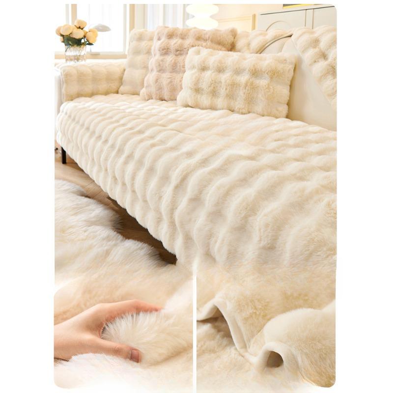 Plush Sofa Cushion Winter Thickened Cushion Non-Slip Leather Sofa Special Cover Cover Cloth