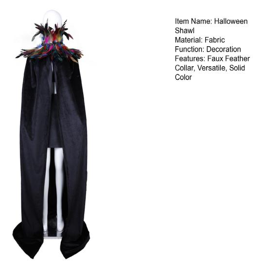 Halloween Shawl Velvet Fabric Demon Angel Costume Cloak Easy Strap Faux Feather Collar Halloween Cosplay Cloak