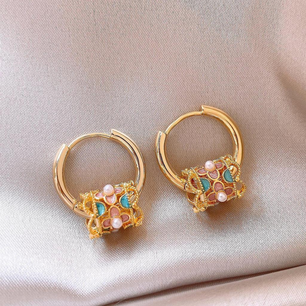 Silbernadel Süßwasserperlen Blumenohrringe - Retro-Design, Leichter Luxusschmuck für Frauen