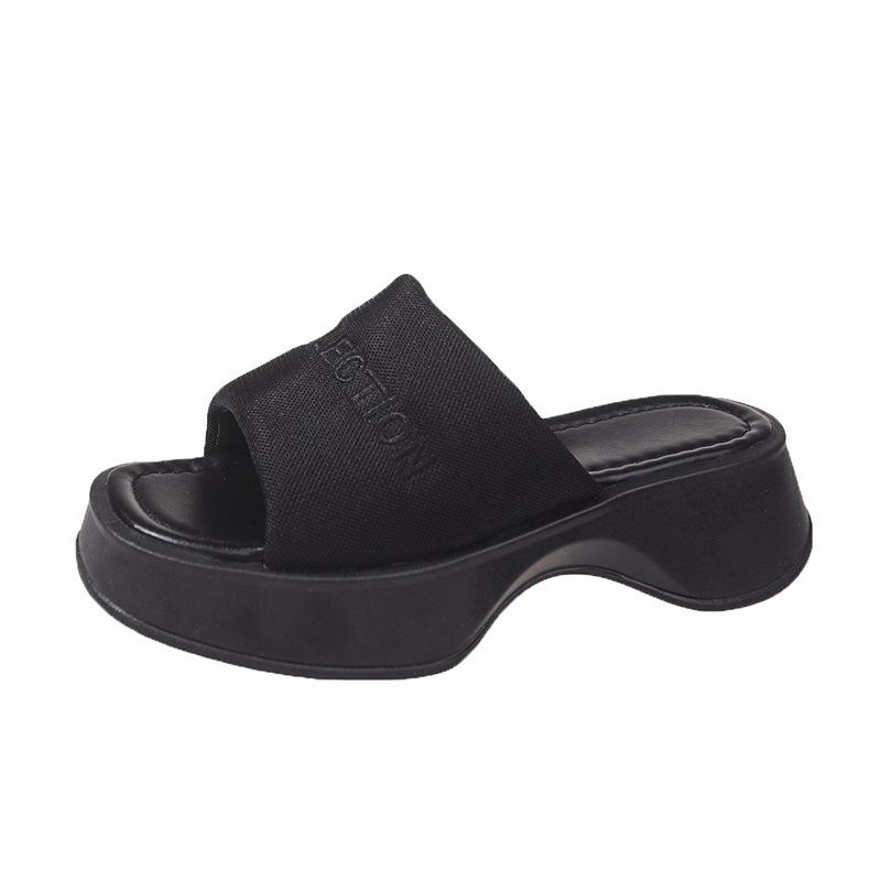 Women's 2023 Summer Square Toe Thick-Soled Platform Sandals - European & American Style Casual One-Strap Slippers