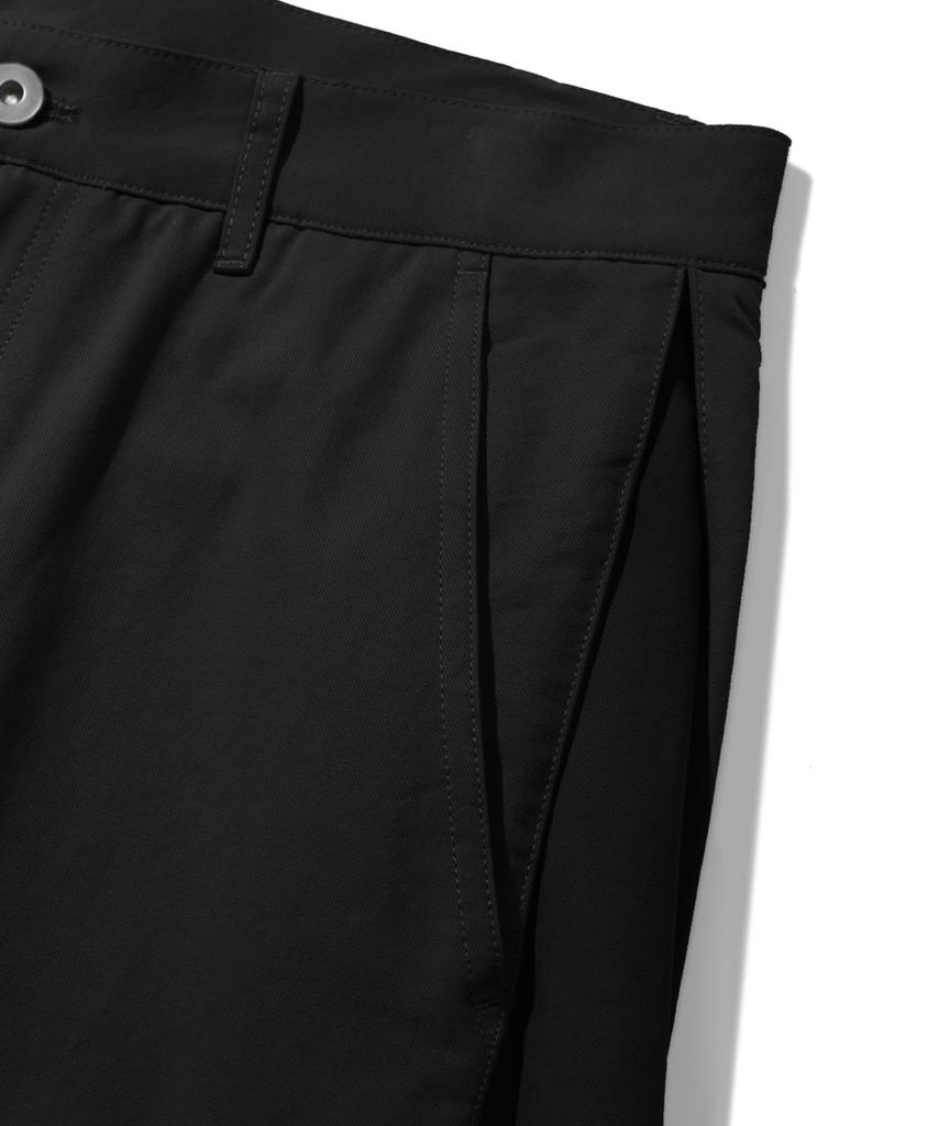 TRILLION Side Tuck Snap Button Wide Cotton Pants (Black)