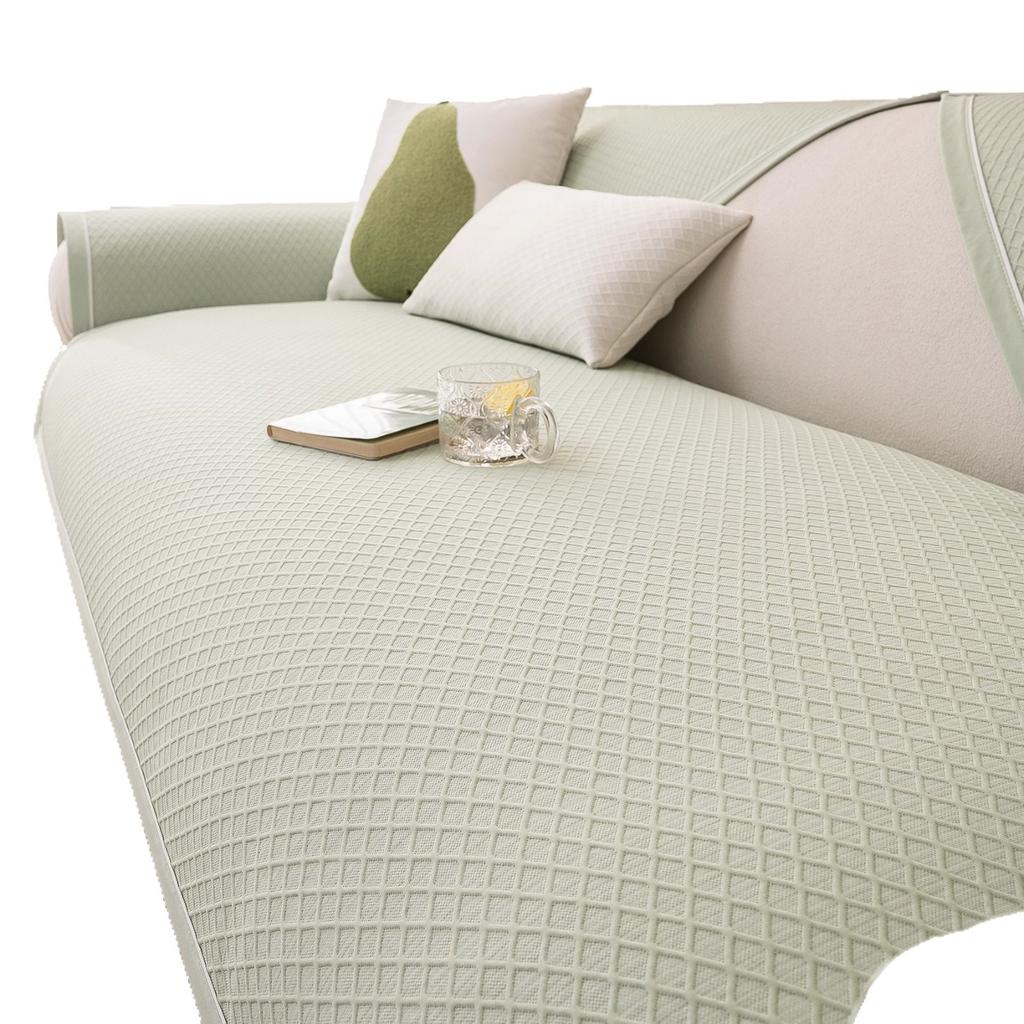 Summer Day Ice Silk Sofa Cushion Cover 2025 New Solid Color Non-slip Cool Sofa Mat Cover Cloth Towel Light Luxury