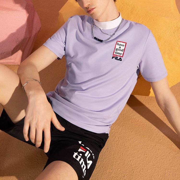 FILA X HAGT T Shirts Unisex Fantasy Purple Crew Neck Moderate Straight Fit F11U229102F-VT