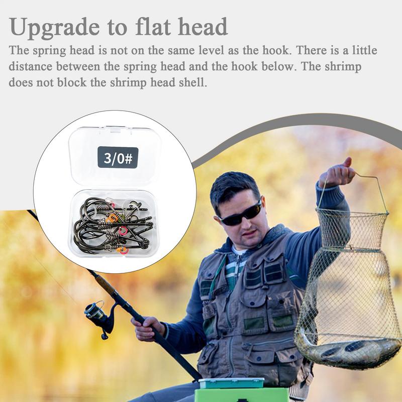 10Pcs Upgraded Flat Head Live Shrimp Hooks Baitholder Fishing Hook Live Shrimp Holder Hook High Strength Corrosion Resistant