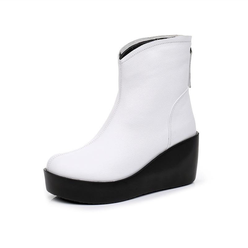 Fashion GKTINOO 2025 New Autumn Winter Women Shoes Woman Genuine Leather Wedges Snow Boots Height Increasing Short Women Boots Platform
