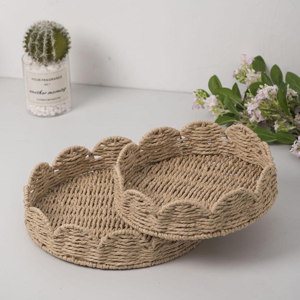 Modern Minimalist Hand-Woven Paper Rope Storage Basket - Desktop Organizer and Creative Home Decor