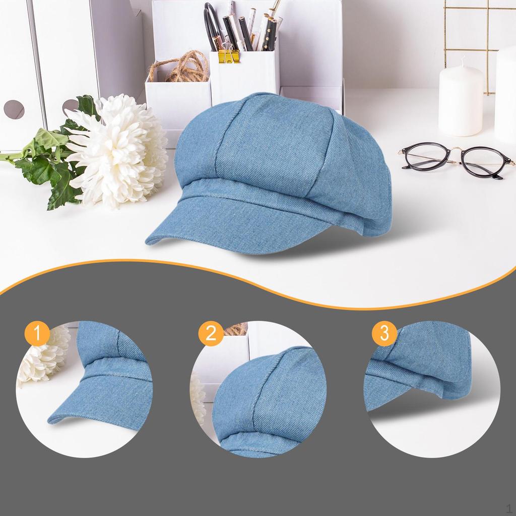 Women Newsboy Cap Casual Beret Flat for Vacation, Travel, Driving, Date