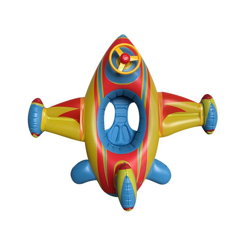 Children's Inflatable Plane Swim Ring With Reinforced Bottom Eco-friendly Pvc Material Printed Design