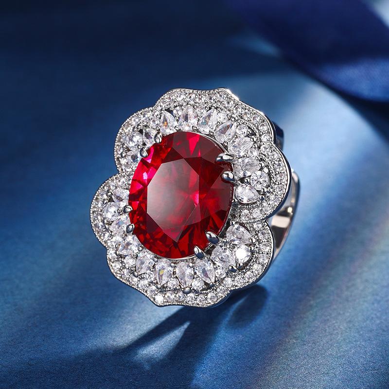 

Осенне-зимние украшения Медная основа с золотым покрытием Имитация красного корунда Сапфирово-синяя шпинель Высококлассный костюм Женский 12 * 14