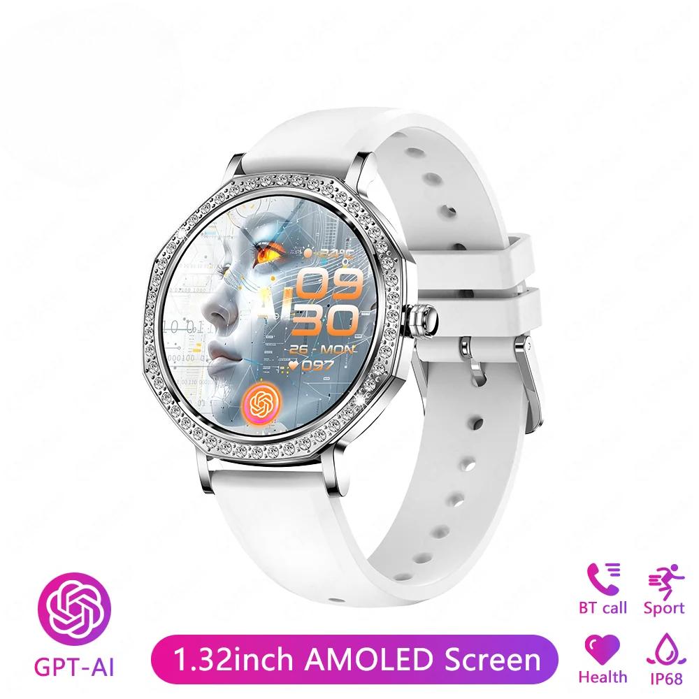 

1.27 inch Screen Fashion Ladies Smart Watch Screen Always Display Bluetooth Call Smartwatch Metal Body Small Screen Watch білий
