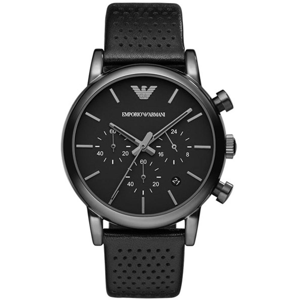 

Emporio Armani Luigi Black Leather Men s Quartz Chronograph with Date AR1737 чёрный