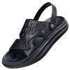 Mens Genuine Leather Slide Sandals Breathable Anti-Slip Outdoor Beach Shoes With Rear Strap
