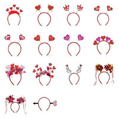 Valentines Day Headband for Female Male Glittering Love Heart Headband Birthday Party Accessories for Festival Gathering