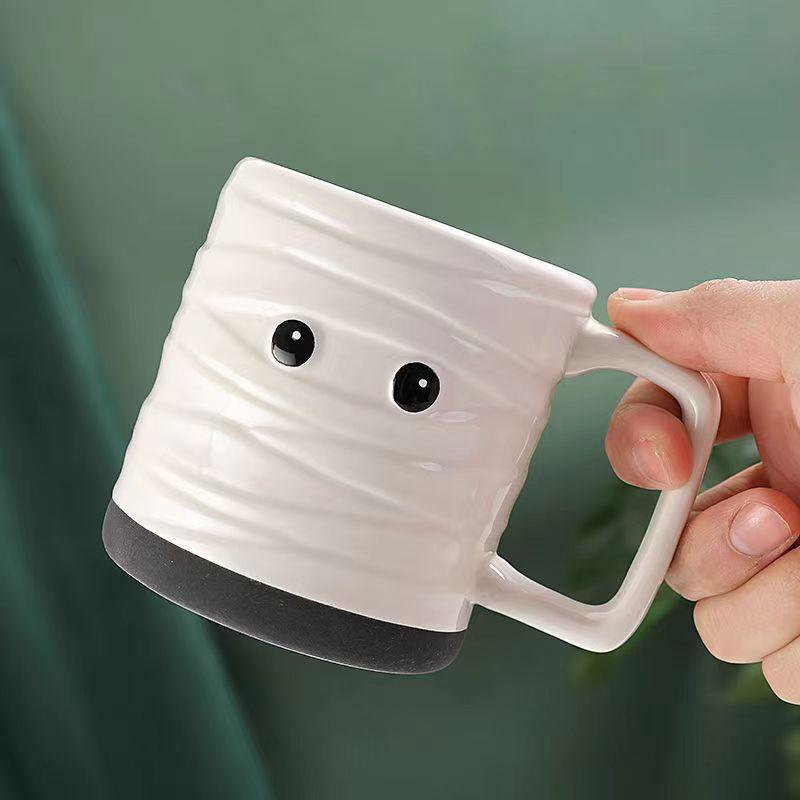 Halloween Mugs, Ceramic Cup, 3D Hand Painted Design, Large Capacity, Personality, Cartoon, Skull, Fashion Drinkware