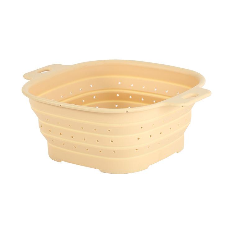 Food Grade Silicone Collapsible Colander, Foldable Fruit Vegetable Washing Basket, Heat Resistant Kitchen Strainer